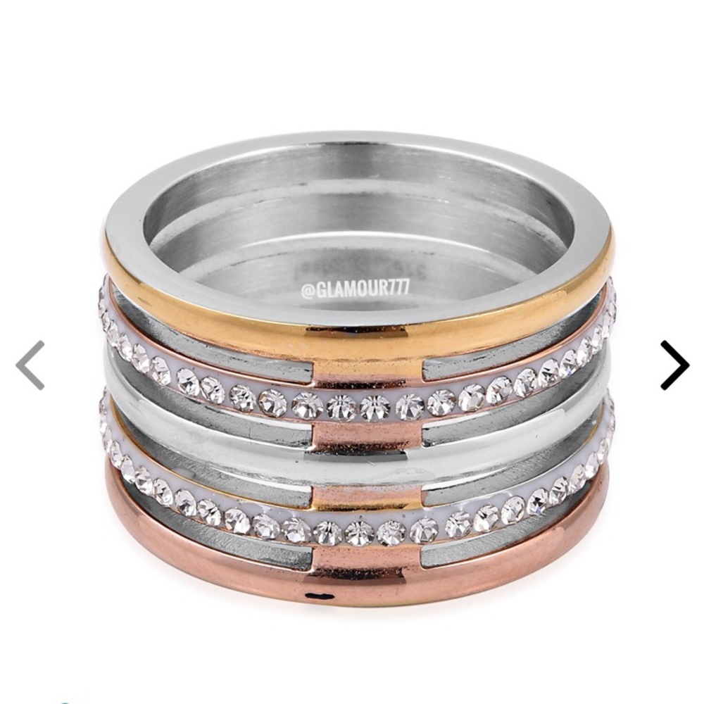 Crystal, Gold Plated Stainless Steel Ring - Picture 6 of 8